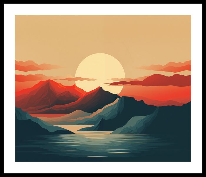 Plakat 60x50cm Zachód Słońca nad Górami zdjęcie 3