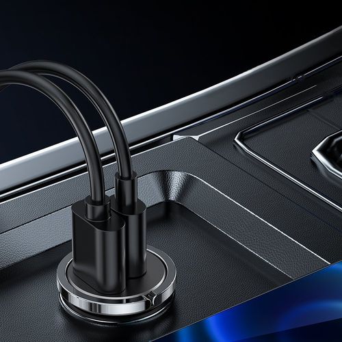 Szybka ładowarka samochodowa USB-C USB 45W 5A PD QC 3.0 AFC SCP szary na Arena.pl