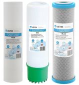 USTM BL10 + PS20 + IR10 ZESTAW WKŁADÓW FILTR WĘGLOWY PIANKOWY ODŻELAZIAJĄCY