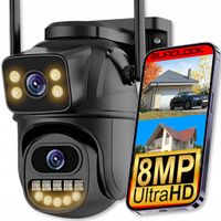 PODWÓJNA KAMERA WIFI SMART ZEWNĘTRZNA OBROTOWA 8MPX ULTRAHD APLIKACJA ZOOM