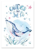 Plakat pokój dziecka wieloryb ocena 70x100 cm
