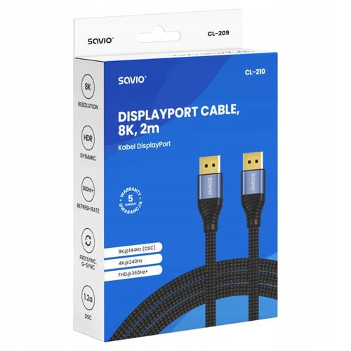 Kabel DisplayPort 2.1 Savio CL-210 2m na Arena.pl
