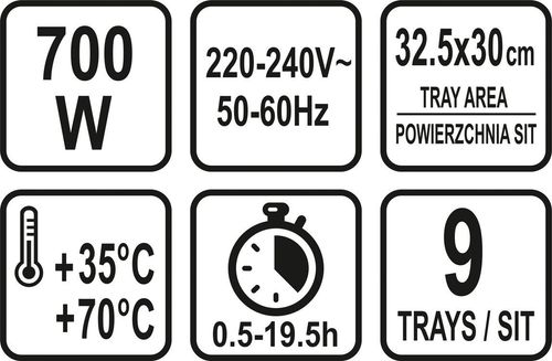 suszarka spożywcza, 9 sit, 600-700w. - w-68273 na Arena.pl