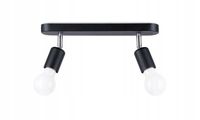 Lampa ścienna sufitowa czarna chrom 2 reflektorki regulowane 33 cm Sollux