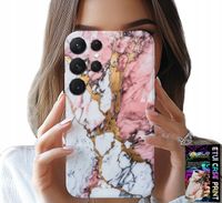 ETUI DO SAMSUNG GALAXY S24 ULTRA - RÓŻOWO BIAŁY MARMUREK, KAMIENNE WZORY