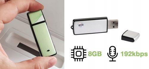 MINI DYKTAFON PENDRIVE PODSŁUCH SZPIEGOWSKI USB 8GB na Arena.pl