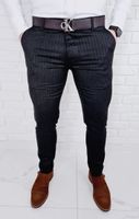 Eleganckie spodnie męskie w jodełkę czarne 77 - 33