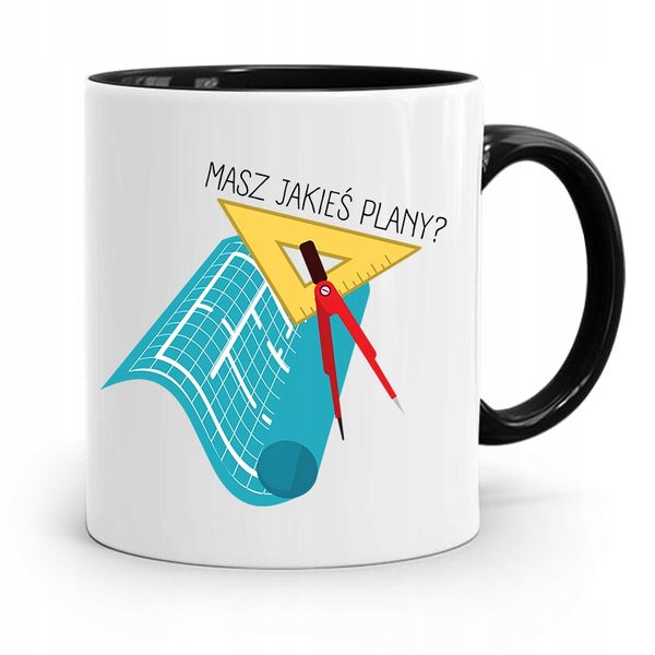 Kubek Czarny Dla Architekta Masz Jakieś Plany Z Nadrukiem Ze Zdjęciem zdjęcie 1