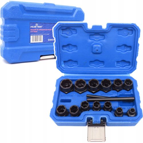 Nasadki do uszkodzonych i obrobionych śrub nakrętek 15 el. Falon-Tech na Arena.pl