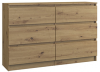 Komoda 6 Szuflad 120 cm Artisan MALWINA TS - 4 Kolory