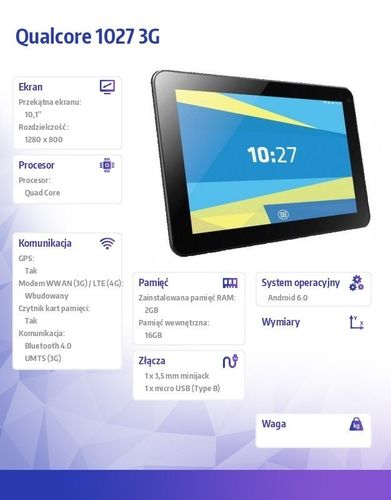 TABLET Qualcore 1027 3G 10C. MT6580 na Arena.pl