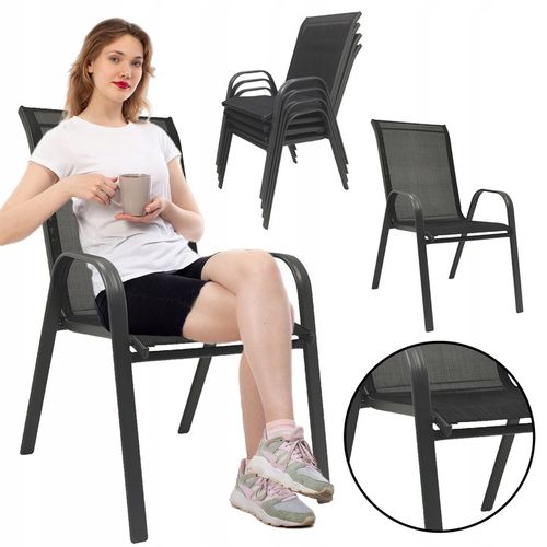 WYGODNE METALOWE NOWOCZESNE KRZESŁO OGRODOWE TARAS BALKON MAJORKA CZARNY na Arena.pl
