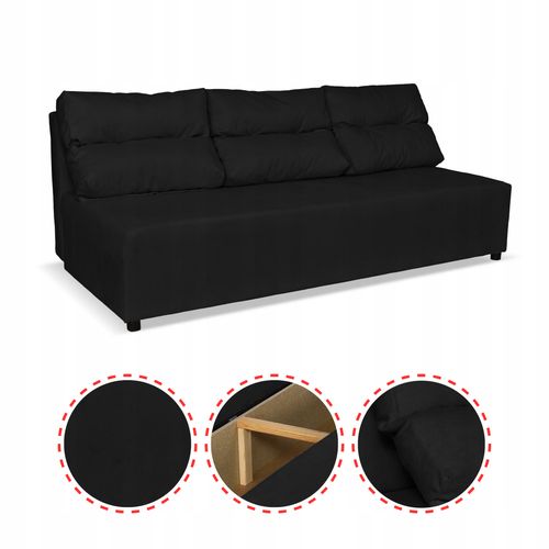 Kanapa sofa KIMO funkcja spania pojemnik Family Meble Hunter czarny welur na Arena.pl