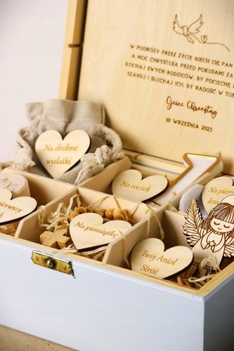 Pamiątka Chrztu Świętego Prezent na Chrzest z Grawerem BŁĘKITNE na Arena.pl