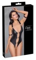cottelli bondage body matowe l z 3 srebrnymi pierścieniami i paskami