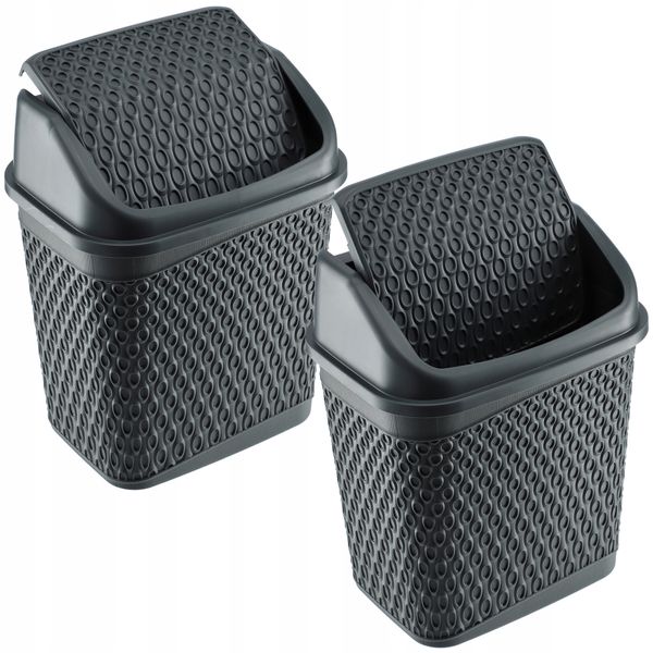 KADAX Kosz Na Śmieci Łazienkowy Szary 6,2L Uchylny Pojemnik zdjęcie 11