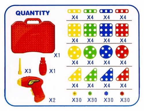 Zestaw klocki konstrukcyjne walizka z narzędziami 190 elementów na Arena.pl