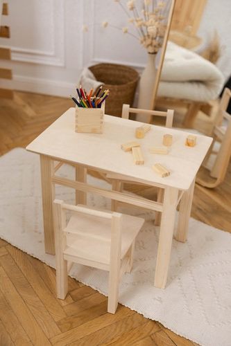 ZESTAW STÓŁ STOLIK BIURKO KRZESŁA KRZESEŁKA DLA DZIECI Z DREWNA DO POKOJU na Arena.pl