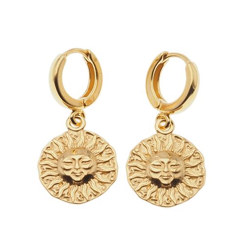 Kolczyki na biglach kajdankach- słońce i srebro złocone na Arena.pl