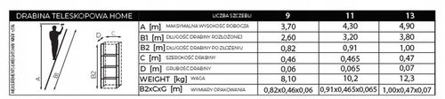 Drabina teleskopowa 11 stopni przystawna składana antypoślizgowa 3,2 m na Arena.pl