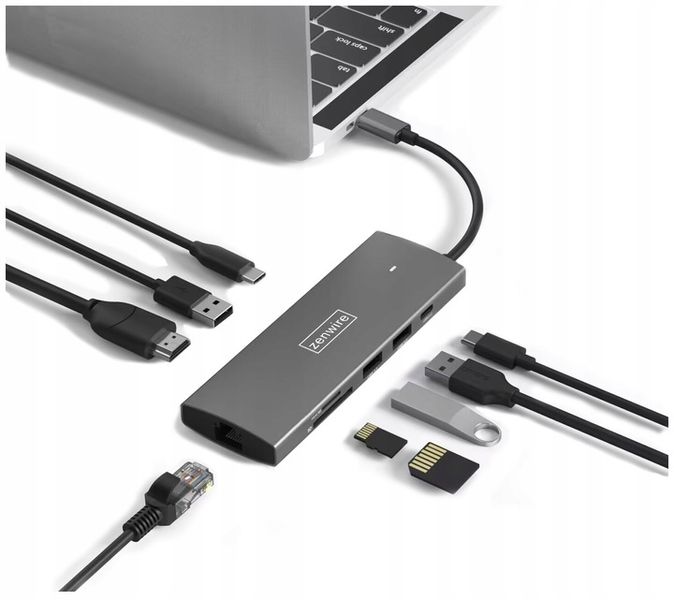HUB USB-C Przejściówka ADAPTER 9w1 HDMI Gigabit Ethernet Macbook Pro Air M3 zdjęcie 9