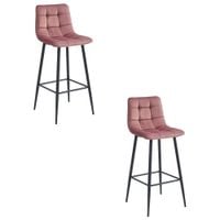 Hoker barowy ARCETO welur ciemny róż nogi czarne do jadalni kuchni x2
