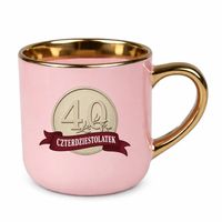 Czterdziestolatek - moneta kubek elegancki na prezent Różowy 40 URODZINY