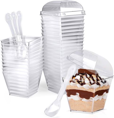 Kubek deserowy z pokrywką i łyżeczkami 115ml 30szt na Arena.pl