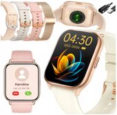 SMARTWATCH ZEGAREK DAMSKI POLSKIE MENU ROZMOWY SPORT POWIADOMIENIA 4 PASKI