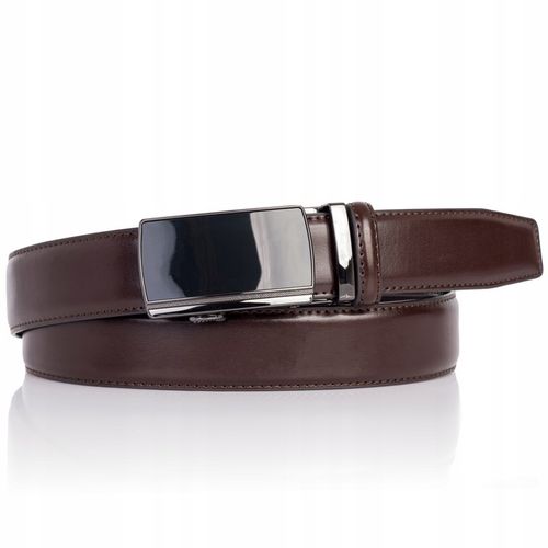 Pasek SKÓRZANY Męski Automat CIEMNY BRĄZOWY spodni na Arena.pl