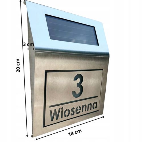 Solarny Numer Domu LED + Tabliczka INOX – Podświetlany, stal nierdzewna na Arena.pl