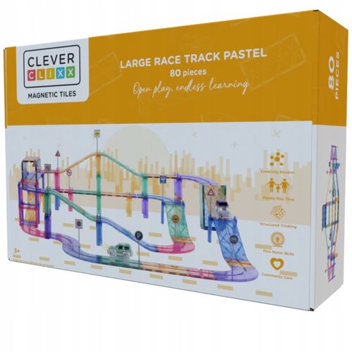 Cleverclixx klocki magnetyczne 80el Large Race Track Pastel na Arena.pl