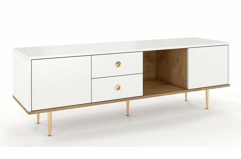 Szafka rtv Harmoni H02 biała zdjęcie 1