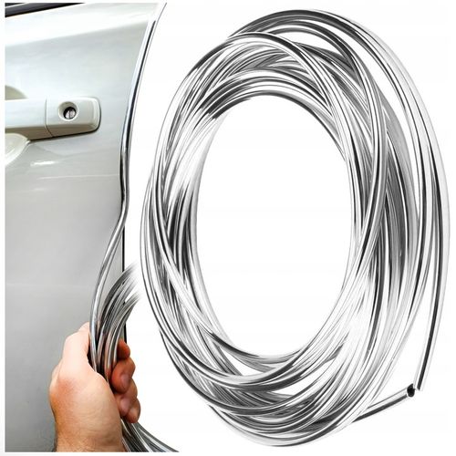 LISTWA OZDOBNA TAŚMA CHROM NA GRILL RANT DRZWI OSŁONA KRAWĘDZI SREBRNA 5 M na Arena.pl