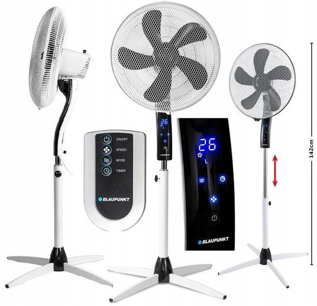 CICHY MOCNY WENTYLATOR WIATRAK PODŁOGOWY BLAUPUNKT ASF701 40dB 55W PILOT zdjęcie 9