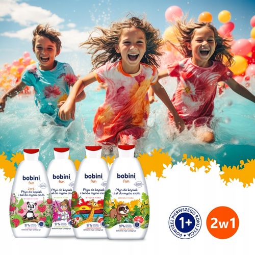 BOBINI Fun Płyn do Kąpieli Żel do Mycia dla Dzieci 2w1 Maxi Piana MIX 4x500 na Arena.pl