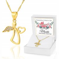 Złoty ANIOŁEK ŁAŃCUSZEK 925 PREZENT NA CHRZEST