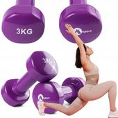 ZESTAW HANTLI 2x3kg FITNESS PILATES MAŁE CIĘŻARKI HANTLE ŻELIWNE DO