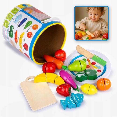 DREWNIANE OWOCE I WARZYWA DO KROJENIA NA RZEPY NÓŻ DESKA KINDERPLAY na Arena.pl