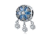 Rodowany srebrny wiszący charms do pandora łapacz snów dreamcatcher płatek śniegu snowflake cyrkonie srebro 925 BEAD173