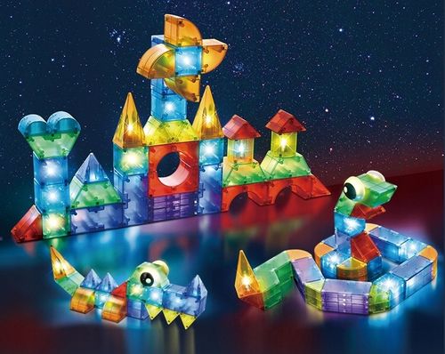 ŚWIECĄCE KLOCKI MAGNETYCZNE KONSTRUKCYJNE 3D134 elementów na Arena.pl