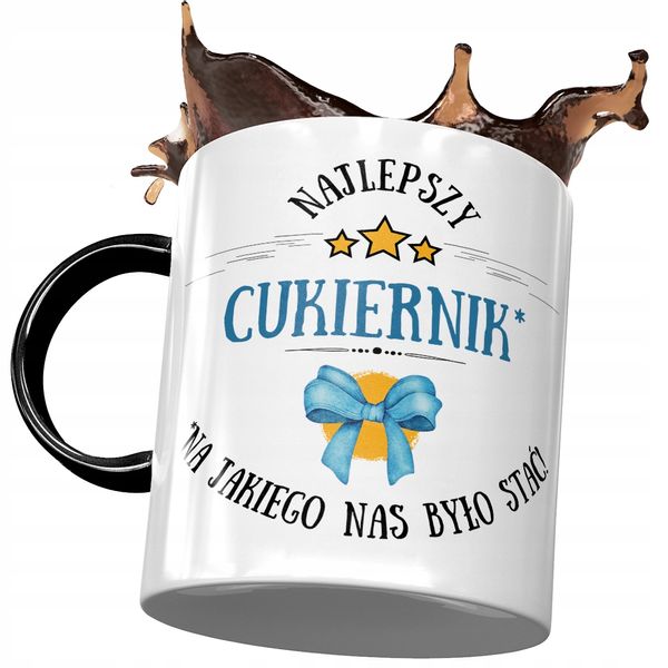 Kubek Czarny Dla Cukiernika Najlepszy Cukiernik Z Nadrukiem Ze Zdjęciem zdjęcie 1