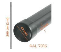 słupek ogrodzeniowy rura fi 42mm 1.1mm 2m antracyt ral 7016 - sl