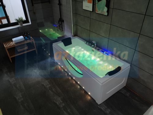PROSTOKĄTNA WANNA Z HYDROMASAŻEM 180x80 SZYBA NEW! GRZAŁKA na Arena.pl