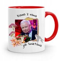 Kubek Czerwony Śmieszny Pis Jarosław Kaczyński Z Nadrukiem Ze Zdjęciem