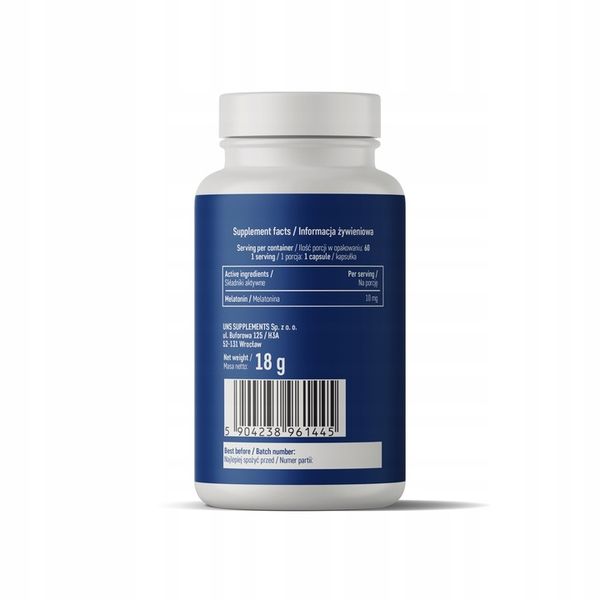 UNS MELATONIN 10 mg MOCNA MELATONINA 60 kaps. zdjęcie 2