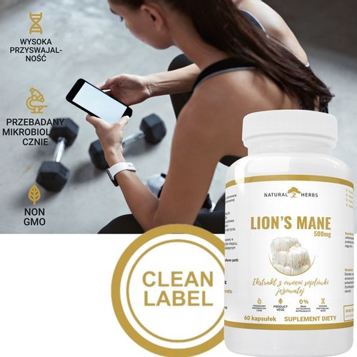 Lions Mane 500mg Soplówka jeżowata PAMIĘĆ 60kap na Arena.pl