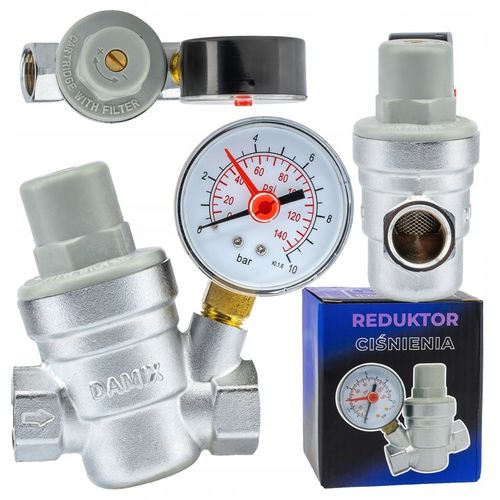 REDUKTOR CIŚNIENIA WODY Z MANOMETREM 1/2'' DN15 REGULATOR 1,5-6,5 BAR na Arena.pl