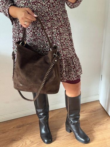 Torba Flora&Co torebka duża worek zamsz zamszowa eco brązowa czekoladowy na Arena.pl