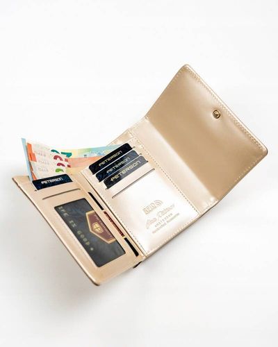 portfel damski ze skóry ekologicznej na zatrzask i suwak - peterson na Arena.pl